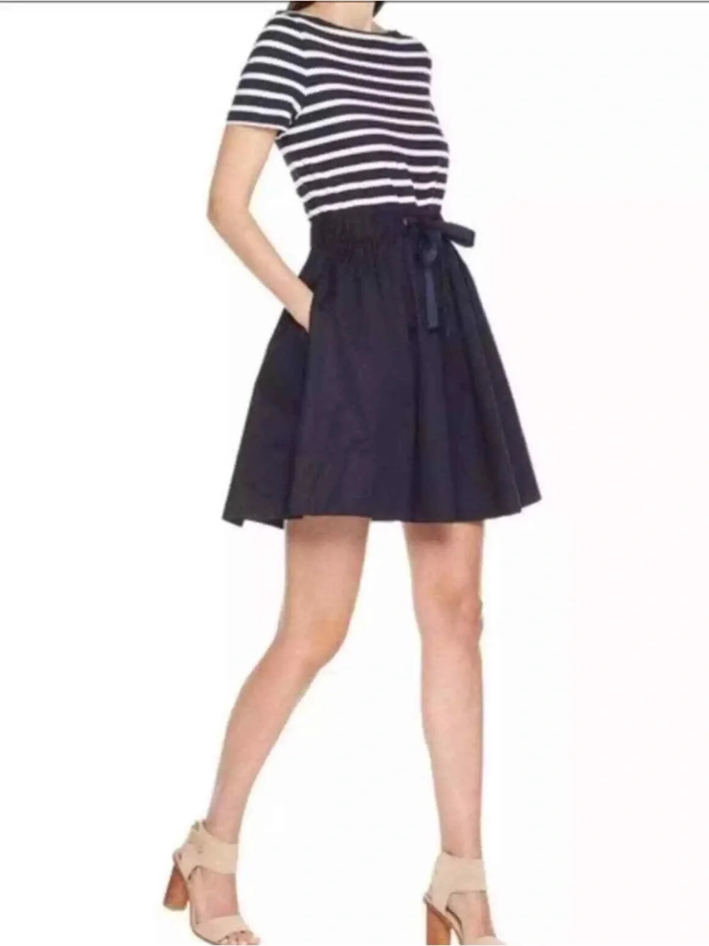 kate spade broome street stripe knit mixed media dress